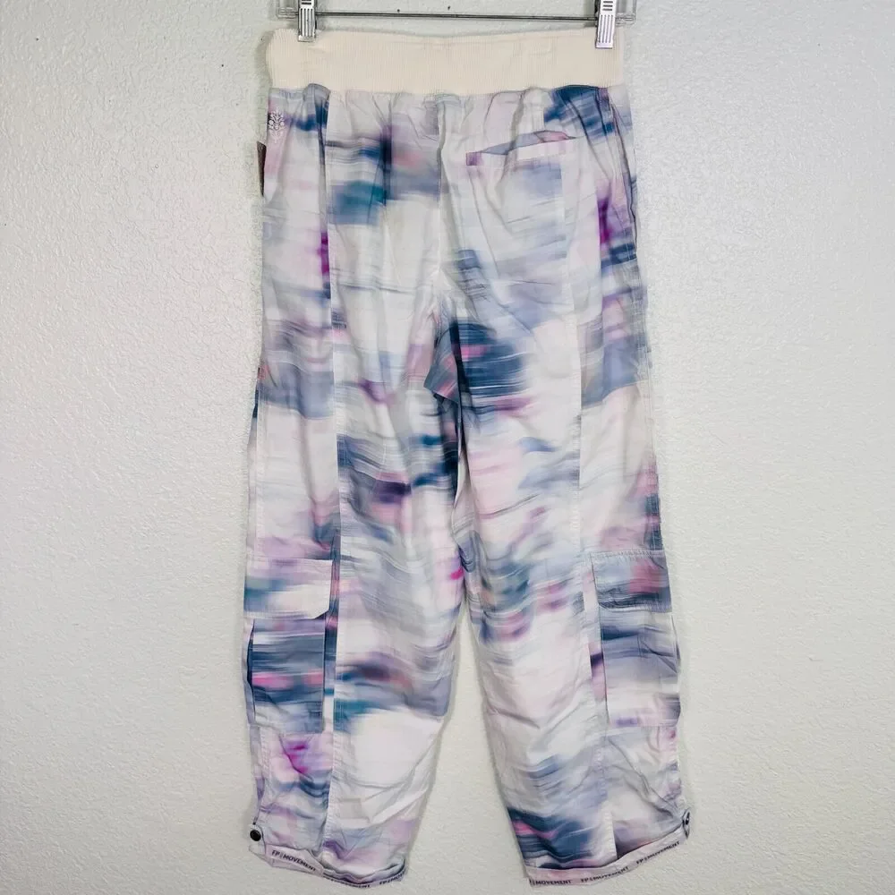 Free People Mesmerize Me Pants Womens Small Marble Cargo Boho FP Movement NEW - Picture 6 of 12